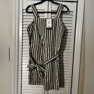 NWT United By Blue Women's Organic Retro Romper - Cream & Blue - Medium